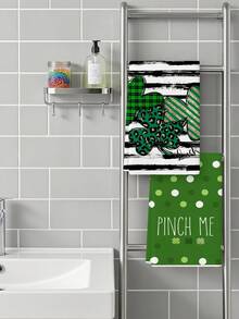 Bộ 2 khăn lau bếp hình cỏ ba lá may mắn ngày lễ Thánh Patrick, kiểu dáng cổ điển, thích hợp để rửa chén, trang trí nhà bếp, lau dọn hàng ngày trong nhà bếp và phòng ăn, cũng có thể dùng làm đồ trang trí nhà cửa mùa đông. - màu xanh lá - Xem 3