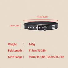 1pc Punk Style Square Studded Belt, Suitable For Jeans And Everyday Wear - Black - View 6