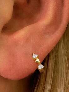 1 đôi bông tai vòng nhỏ bằng bạc sterling 925 đính đá Cubic Zirconia và mạ vàng trắng 18k, bông tai vòng khuyên sụn không gây dị ứng dành cho nữ. - Bạc - Xem 7