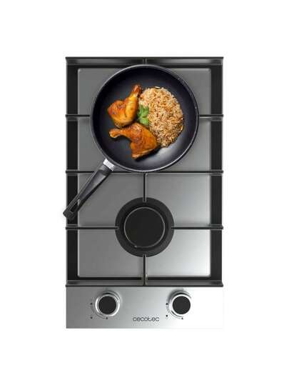  Placa de Gas Cecotec Bolero -SQUAD- G 2400F Inox, Cocción Rápida y Precisa con 2 Fuegos y Quemador WOK Triple Corona, Acabado en Acero Inoxidable Duradero y Fácil de Limpiar, Parrillas de Hierro Fundido para Máxima Estabilidad, Encendido Electrónico Seguro y Sistema de Seguridad con Corte Automático de Gas, Incluye Accesorio para Conversión a Gas Butano, Ideal para Cocinas Modernas y Eficientes que Buscan Elegancia y Funcionalidad.
