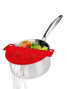 1 pieza Colador de silicona, Colador de malla de plástico, Filtro de alimentos en forma de semicírculo, Apto para cocinar fideos, verduras y frutas, Resistente al calor para todas las ollas y tazones, Esencial de cocina, Regalo para estudiantes/Navidad - Multicolor - Ver 7