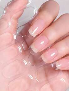 1张半固化凝胶美甲贴，16片手指凝胶贴，1片冬/春透明全贴凝胶指甲油贴纸，持久耐用，快速塑形，女士/女孩全贴指甲贴，需配合UV/LED灯使用，DIY美甲贴纸 - 無色 - 查看 4