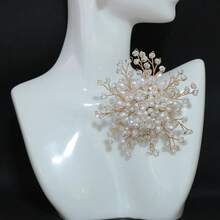1pc Fashionable Handmade White Faux Pearl Flower Brooch For Women Dress Suit Pin Accessories Party Banquet Gift Valentines - phong cách 1 - Xem 4