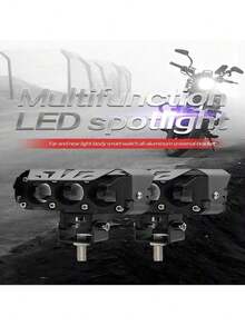 2 Pieces Auxiliary Headlights Magnifying Two Colors LED Spotlights Light For Car And Motorcycle - Black - View 6