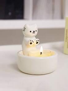 A Charming Cat-Shaped Candlestick - An Adorable Desktop Decorative Candlestick, Perfect For Home And Café Décor, Suitable For Bathrooms, Desktops, And Dining Rooms. An Ideal Scented Candle Holder, This Ceramic Cat-Shaped Candlestick Is A Warm And Inviting Home Decoration, Adding Ambiance To Your Home, Café, Or Bathroom. - 彩色 - 查看 7