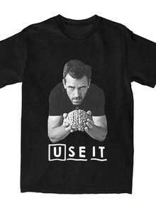 2025 New T-Shirt Cotton Vintage T-Shirt O Neck Dr. House Use It T-Shirt Short Sleeve Top Party Clothing Large Size - 黑色 - 查看 1