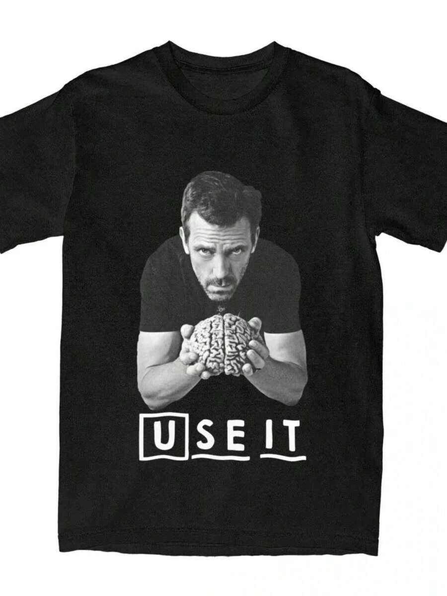 2025 New T-Shirt Cotton Vintage T-Shirt O Neck Dr. House Use It T-Shirt Short Sleeve Top Party Clothing Large Size - 黑色 - 查看 1