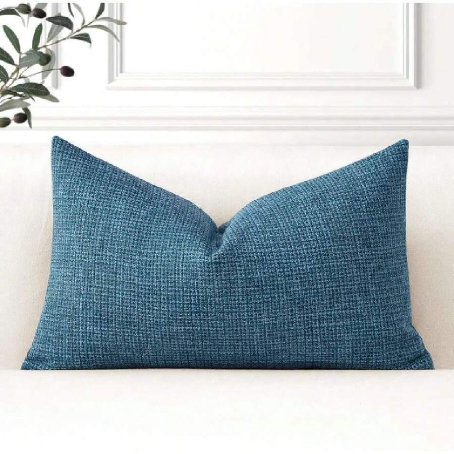 Linen Throw Pillow Cover Set Of 1 Drative Lumbar Pillowcases Cushion Covers 16x24 Inch For Home Dr Sofa Bedroom Car 40 X 60CM Blue,35521096 - 藍色 - 查看 1