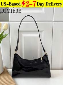 Solid Color Embossed Geometric Shoulder Bag With Zipper, Women's Shoulder Bag, Fashion Retro Zipper Bag, Casual Waterproof Handbag For Teen Girls, Women, College Students, Rookies & White-Collar Workers. Perfect For Office, Work, Business, Commute. Best Work Bag For Women., Retro Inspired Bag For Women - 彩色 - 查看 13