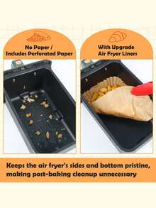 200pcs Air Fryer Parchment Paper, Rectangular Non-Stick Frying Paper, Disposable Oil Paper, Air Fryer Accessories, Available In 200/100/50/1 Sheets - Multicolor Long - View 6