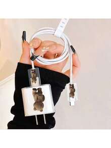 4pcs Bear Pattern Charger Protector Case Compatible With IPhone 16/15/14/13 Pro Max, Data Cable Protector, 18/20W, Ideal Gift For Boyfriend/Girlfriend - Multicolor - View 6