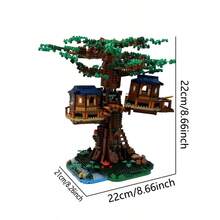 1000+片树屋微缩模型积木拼图玩具，创意家居装饰，男女皆宜