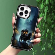 Exquisite Midnight Carriage Diamond-Studded Phone Case, Double-Sided Full Diamond Design, Shimmering And Unique Style |   Durable Pattern |   Impact-Resistant And Drop-Resistant |   Brushed Non-Slip |   Dezenter Luxury |   Compatible With IPhone 17, 16, 15, 14 - Black - View 7