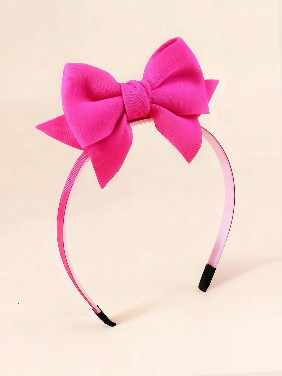 1 buc. Bandă de păr cu fundă roz, potrivită pentru copii și uz zilnic.