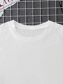 Customized Personalized Boyfriend Style Men's Casual Loose Crew Neck T-Shirt - Add Your Own Photo (Family, Selfie, Pet, Friend, Couple, Girlfriend), Gift/Holiday/Festival Fashion, Streetwear, Casual, Minimalist Personalized, Customized, Unique Men's Clothing, Spring/Summer/Autumn, Capsule Wardrobe, Men's Basics/Streetwear, Ideal Gift For Him - White - View 9