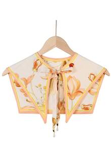 1件女士花卉印花系带装饰可拆卸领子，优雅温柔的风格，适合日常穿着、节日和旅行。 - 彩色 - 查看 7