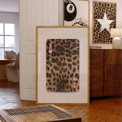 1 pieza Obra de arte de pared con estampado de leopardo sin marco, estética moderna de apartamento, póster de patrón de animal retro Y2K, decoración para sala de estar, dormitorio o dormitorio, póster divertido, decoración de habitación, impresión de pared