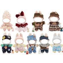 17cm Plush Doll Pendant With Changeable Outfits, Floral Hat & Denim Overalls Series (Doll Not Included) - Multicolor - View 2
