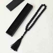 33pcs Black Gemstone Beaded Necklace With Tassel - Middle Eastern Style Fashionable Men's Rosary - Multicolor - View 8