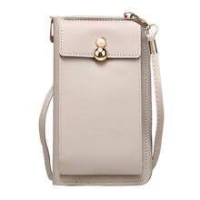 Bolsa de Teléfono para Mujeres, Bolsa Cruzada, Estilo Vertical,últiples Ranuras para Tarjetas, Tarjetero, Monedero, Bolsa de Hombro - Marrón - Ver 6