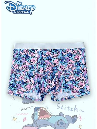 Disney 1条卡通印花男士内裤 - 柔软舒适，弹性腰带，休闲男士三角裤