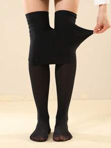 纯色保暖连裤袜，性感修身保暖连裤袜，舒适 - 黑色 - 查看 8