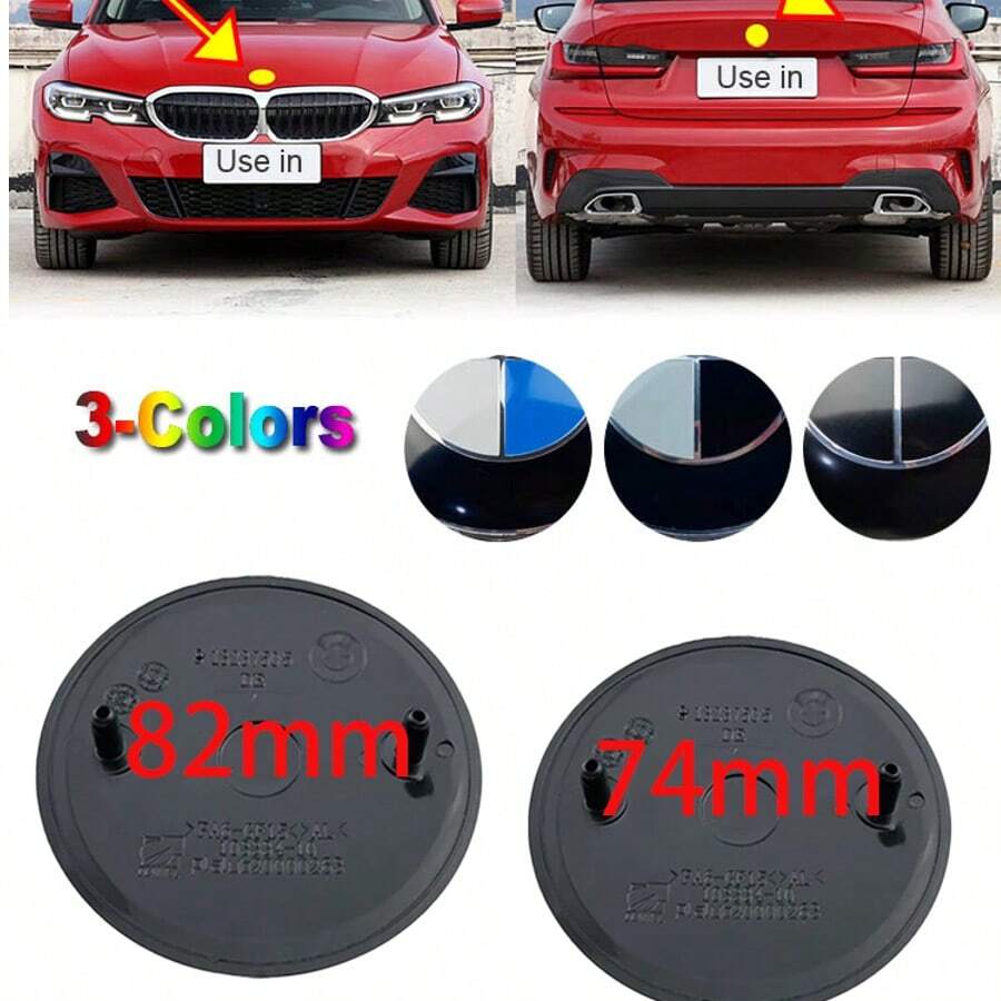 2个82mm/74mm汽车前引擎盖标志/后备箱盖标志,适用于宝马E36 F20 E46 E39 E38 E90 E60 E87 E34 E53 X3 X5 X6 M系列车型,配件 - 均碼 - 查看 1