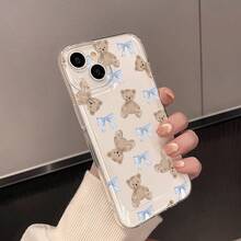 Funda de Teléfono Única 1 Funda de Teléfono con Lazo Azul y Oso, Alta Transparencia con Sensación Cómoda, Protege Eficazmente Tu Teléfono de Caídas e Impactos. Compatible con múltiples modelos de , incluyendo 17/16/15/14/13/12/11 Pro Max, un regalo de cumpleaños popular para amigos o ajuste delgado para uso diario. - 1 pieza - Ver 4