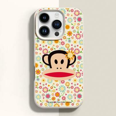  Ốp lưng điện thoại silicon lỏng chính hãng Paul Frank, chống sốc toàn thân, bảo vệ camera, họa tiết mặt khỉ và hoa trái tim, thiết kế mới, tương thích với iPhone 13/14/15/16/17 Pro Max