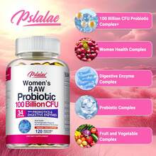 PSLALAE Women's RAW Probiotic 100 Billion CFU - For Gut Health, Bloating Relief, Probiotics Nourish Digestion, Digestive Health - 120pcs - 120粒膠囊 - 查看 5