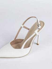 Damen weiße modische elegante spitze Stiletto High Heel Schuhe, bequeme minimalistische vielseitige Pumps - Weiss - Übersicht 7