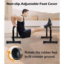 TABEKE Push Up Bar 14'' High Steel Parallettes And Dip Bar With Full Coverage Foam Handle Heavy-Duty Calisthenics Parallel Bars For L-Sit Dips Home Gym Strength Training Workout - Black - View 6