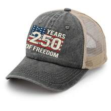 250 Years Of Freedom250 Years America Anniversary Day Checkered Baseball Hat, Adjustable Retro Old Truck Driver Hat, Men's And Women's Travel, Sports  ,Black - màu đen - Xem 3