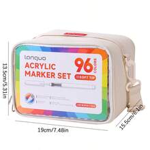 languo Bộ bút vẽ màu acrylic 96/192/240/288 màu, đầu bút lông mềm, mực gốc nước - Thích hợp để vẽ trên đá, vỏ trứng, gỗ, thủy tinh và vải bố; các dự án thủ công DIY; dụng cụ nghệ thuật; món quà Giáng sinh lý tưởng. - Nhiều màu - Xem 8