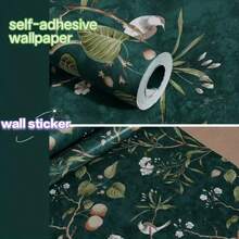 Self - Adhesive Retro Floral Wallpaper. It Can Be Used To Decorate The Walls Of Bedrooms And Living Rooms. It Has A Rustic Style And Is Suitable For The TV Background Wall In The Living Room. It's Beautiful And A Wall Covering. - Dark Green - View 2