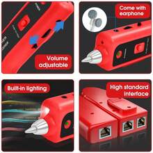 Rastreador de cables RJ11 RJ45 Buscador Ethernet LAN Toner multifunción Rastreador de cables de red Comprobador de línea telefónica Comprobación de continuidad - Rojo - Ver 6