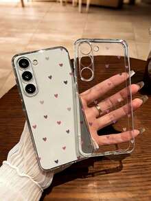 1pc Fashionable Full-Screen Colorful Heart Pattern Anti-Fingerprint Transparent TPU Soft Phone Case With Camera Lens Protection, Compatible With Apple, Nothing, Compatible With Pixel, Compatible With INFINIX, Compatible With Redmi,International Version, Not The Domestic Version - Multicolor - View 3