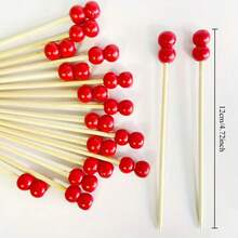 30/60pcs Red Bead Cocktail Picks -Elegant Red Bead & Skewers ForChristmas, Thanksgiving, Halloween, Parties - Ideal For Appetizers, Fruit,Desserts,Sandwiches,Party Appetizer,Festive Skewers, AppetizerSkewers, Holiday Hosts