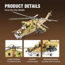 Juego de Construcción de Ladrillos de Helicóptero Militar Más de 850 Piezas Juguete de Bloques Regalo - como en la foto - Ver 3