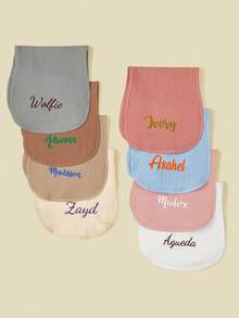 1 buah Celemek Bayi Bordir Teks Kustom, Kain Lap Sendawa Lembut & Bernapas, Hadiah untuk Bayi Baru Lahir, Cocok untuk Bayi Laki-laki & Perempuan - MultiWarna - View 2