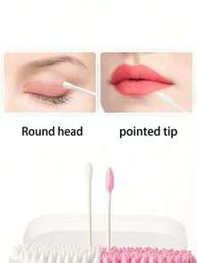 1 caja de hisopos de algodón, almohadillas de maquillaje desechables, punta redonda, punta puntiaguda, punta doble, suaves, hisopos para limpieza de oídos - Multicolor - Ver 5