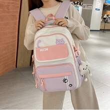 18 In Red Cat Larger College Backpack ,Cute Waterproof Travel Laptop Daypack Bookbags - Pink - View 4
