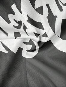 Men's Letter Print Short Sleeve T-Shirt And Shorts Casual Suit - Grey - View 6