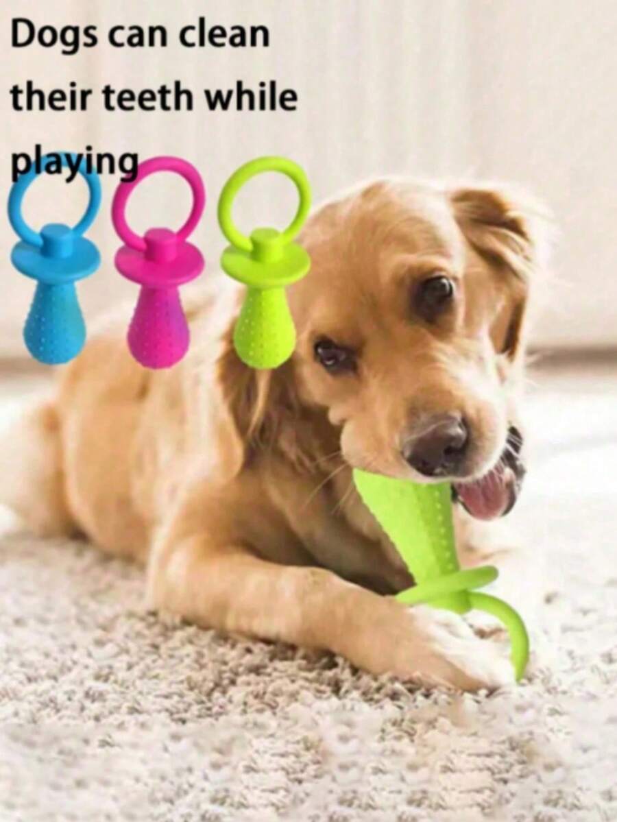 Pet Pacifier Dog Toy Interactive Pacifier Pet Dog Cat Puppy Elastic Grinding Toy Teeth Cleaning Toy - Multicolor - View 1