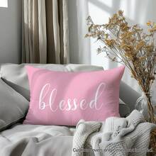 MEMNUN 1pc/2pcs Minimalist Pink Text Print Decorative Throw Pillow Cover [No Insert], 11.81*19.71in(30*50cm)/15.75*23.62in(40*60cm), [Single-Sided Print] Polyester Cushion Cover For Sofa, Bed, Living Room, Bedroom, Car, Office, Hotel Decor, Perfect Gift For Family And Friends, All Seasons - Multicolor - View 6