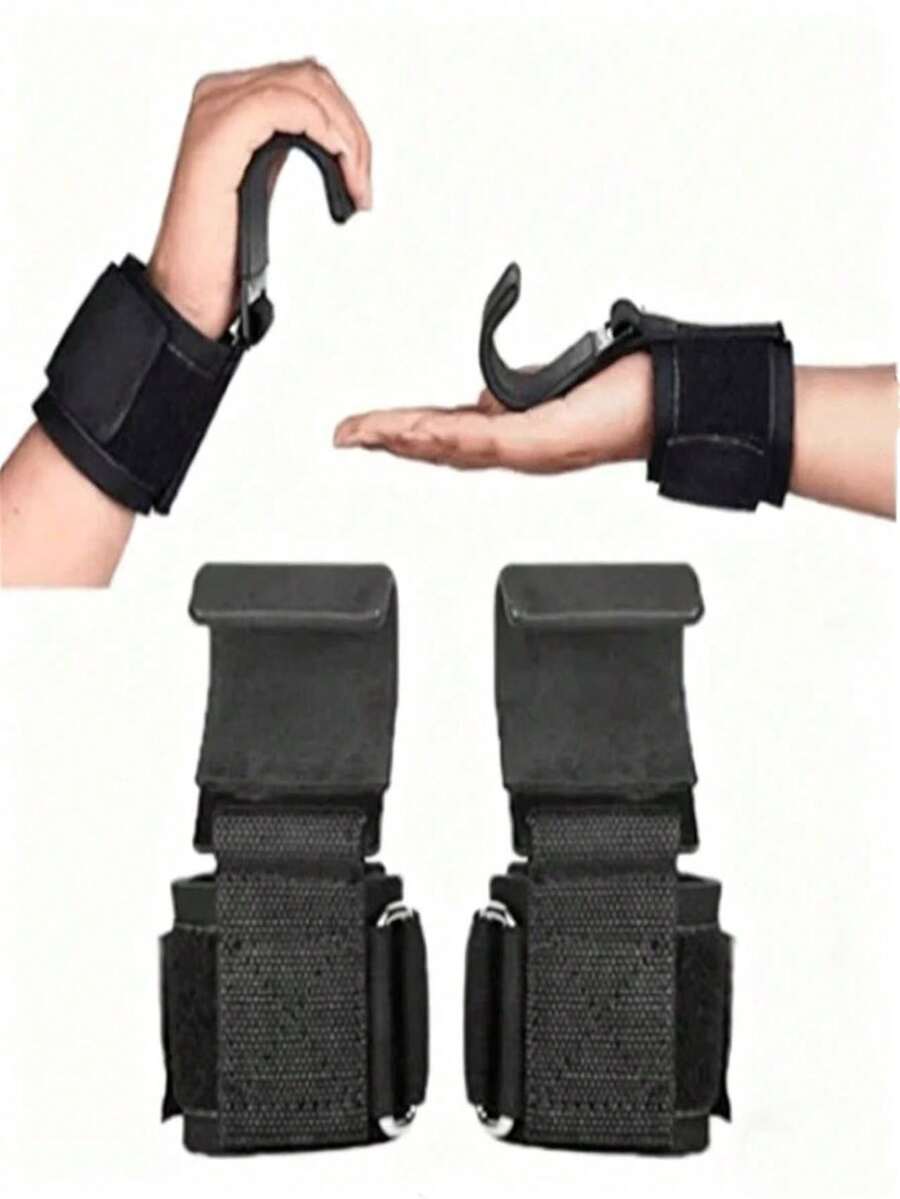 2pcs Fitness Squat, Weightlifting, Pull-Up Wrist Hooks, Horizontal Bar Exercise Equipment, Relieve Hand Fatigue, Heavy-Duty Stainless Steel Weightlifting Wrist Hooks, Adjustable Black Wrist Straps, Thick Neoprene Rubber Pads, Weightlifting Grip Straps, Gym Grip Straps, Wrist Strap Grip Straps, Pull-Up Wrist Straps, Gym Hooks - Black - View 1