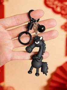 Weicher Gummi Pferde Schlüsselanhänger - leichtes und weiches Material, (schwarz & rot Farbe) süßer kleiner Pferde Schlüsselanhänger - kann an Rucksäcken, Schlüsseln und Autos als Dekoration aufgehängt werden, glücksbringender Pferde Maskottchen für das Jahr des Pferdes, geeignet als Geburtstags-, Valentinstags-, Weihnachtsgeschenk für Freunde - Verschiedenfarbig - Übersicht 5