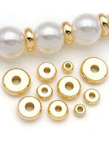 20 Pcs/Pack 3mm-7mm 18K Gold Plated Flat Wheel Spacers, DIY Jewelry Accessories Smooth Flat Beads For Bracelet And Necklace Spacing. - Gold - View 3