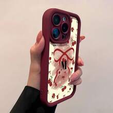 Estuche para teléfono con inicial de cinta rosa Compatible con estuches para teléfonos   17  16 Pro Max  15 Pro Max  13 y  12 Hecho de material TPU a prueba de caídas, resistente al desgaste y cómodo de sostener Un gran regalo para familiares, amigos, seres queridos, novios / novias y para Navidad - Vino tinto - Ver 3