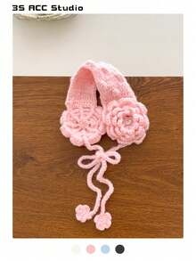 1pc Spring & Autumn Fashionable Crochet Hollow Out Floral Headband, Cute Girl Style Knitted Flower Headscarf, Vintage Mori Style Handmade Crochet Knitted Hat - Multicolor - View 18